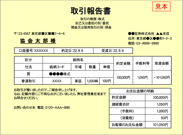 取引報告書